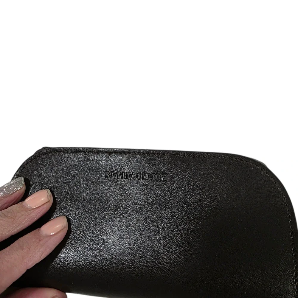 Giorgio Armani Matte Leather Glass Sunglass Case Storage Brown Frame of‎ Life